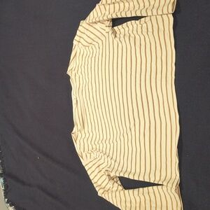 Lucky Brand Cream and Brown Striped Top